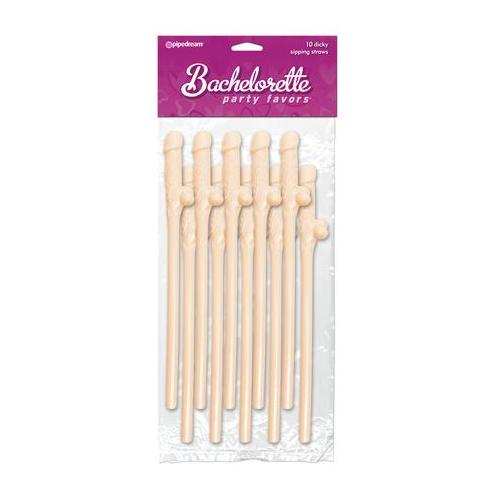 Bachelorette Party Favors Dicky Sipping Straws Beige 10pc.