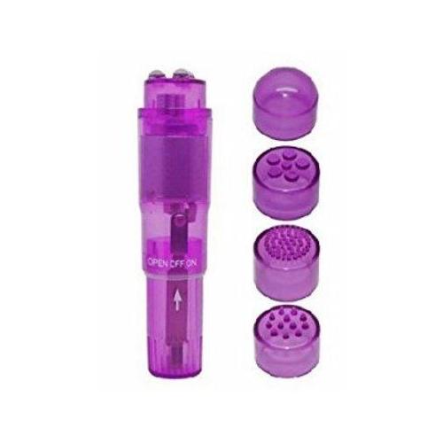 Mini Massager Pocket Rocket Purple 4 Attachments Bulk